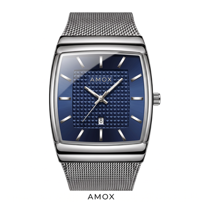 Reloj Finesse Hombre Amox esfera Azul con brazalete Plateado